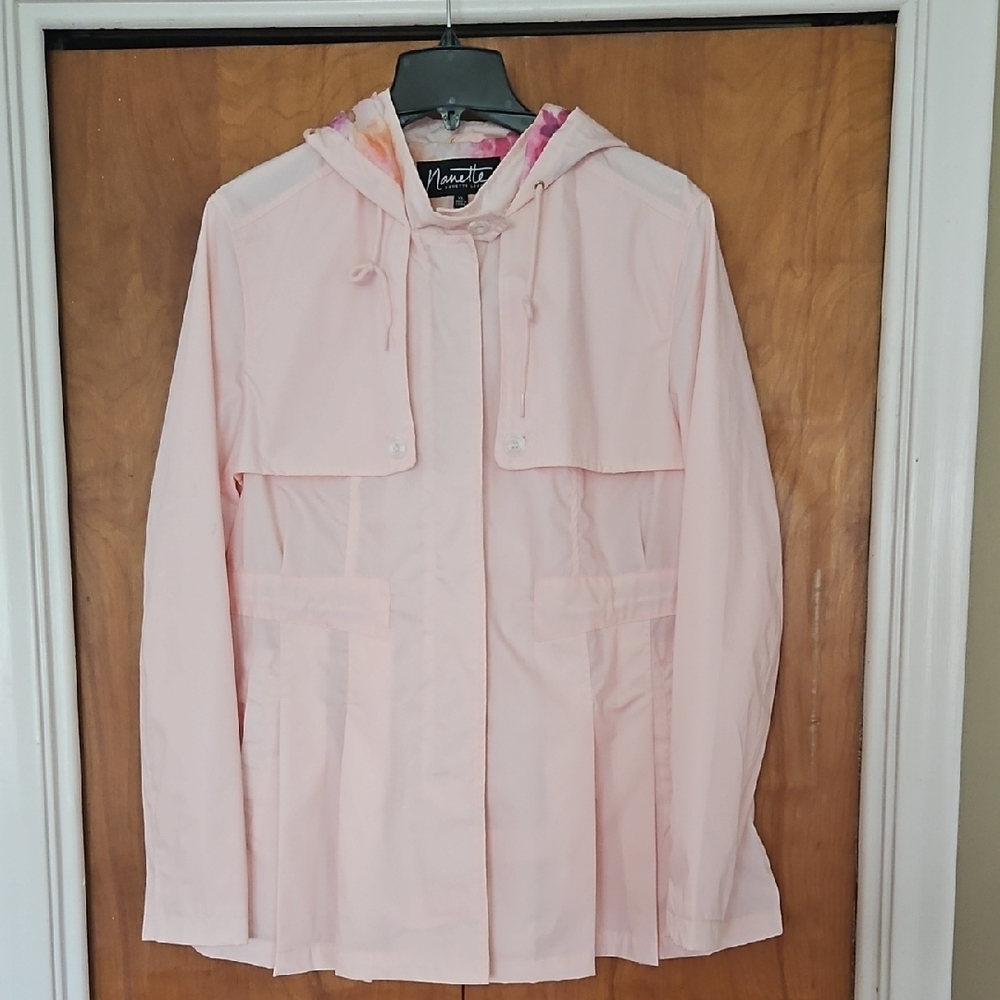 Nanette Lepore Pink Utility Jacket Lightweight Spring Parka Raincoat XL
